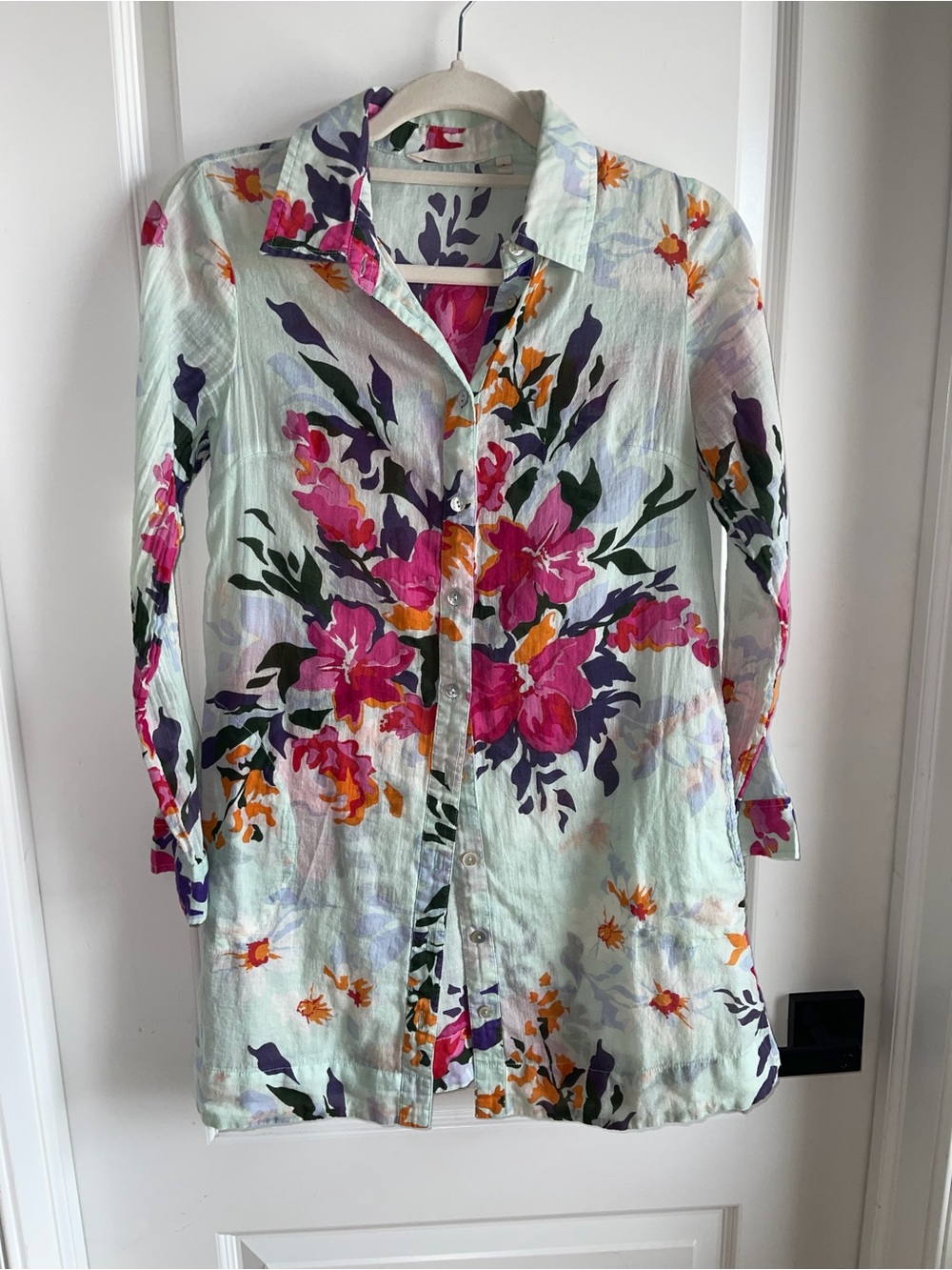Soft Surroundings Floral Button Up Tunic Top Small Cottagecore Boho Cotton